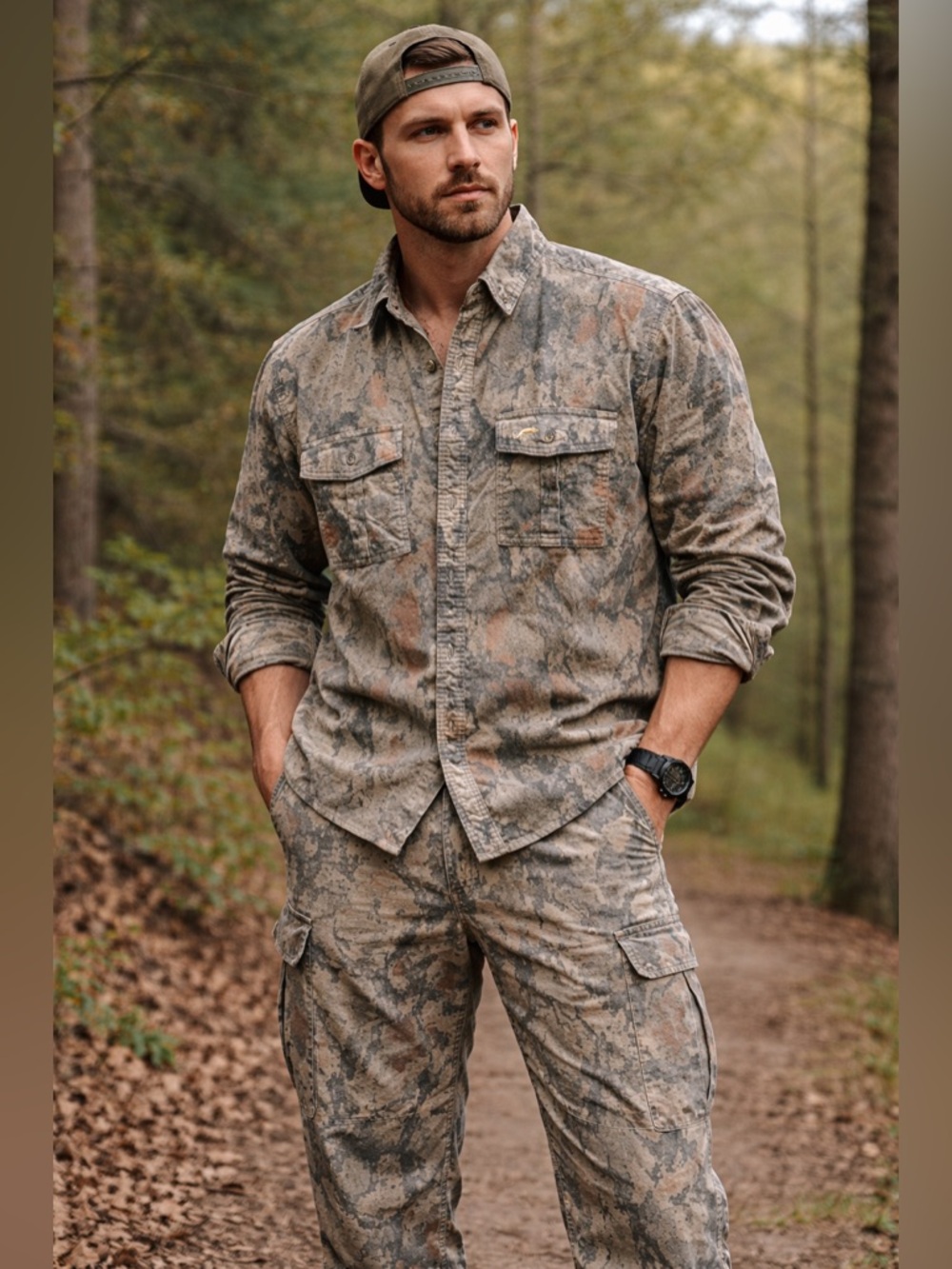 Natural Gear Camo Flannel Shirt & Cargo Pants Set Men's Camo hunting set 2XL